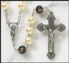 Frosted Pearl and Crystal Capped Rosary